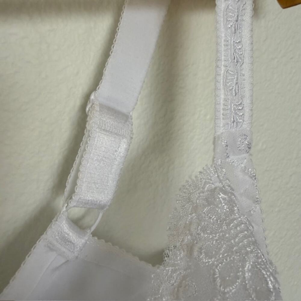 WiesMANN Bra 40F White Floral Underwired‎ Jewel Detail Unlined Lacy Romantic - Picture 6 of 13